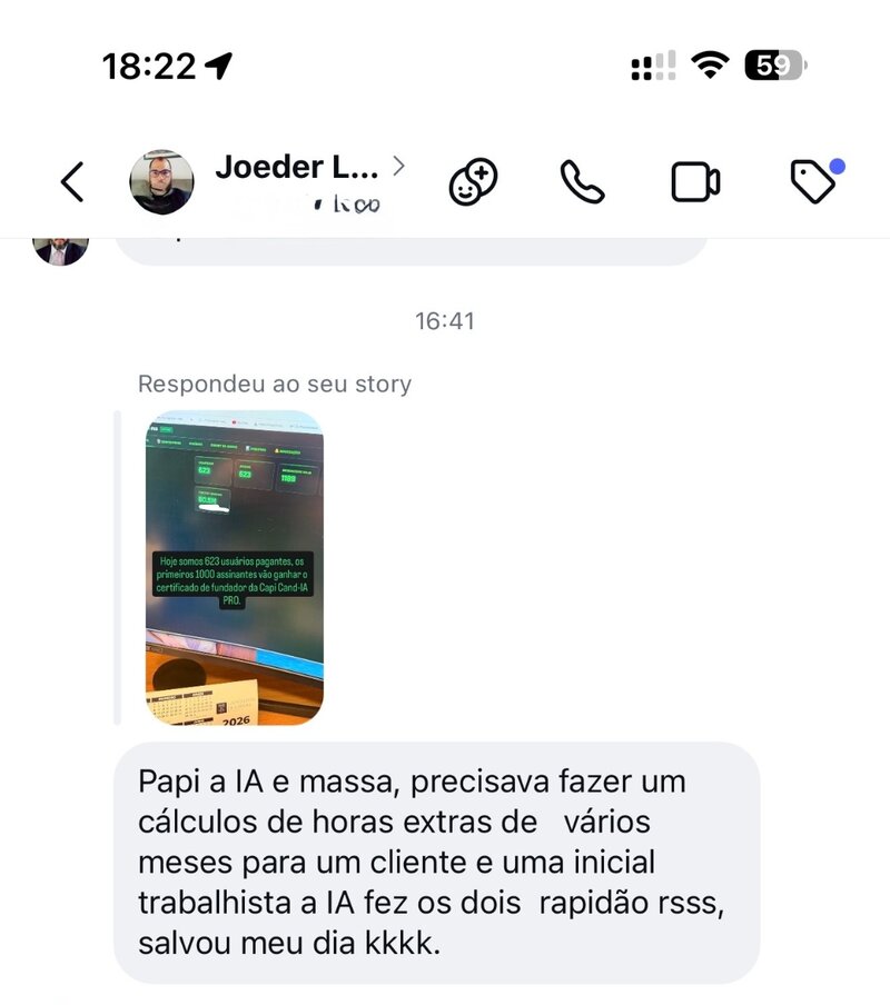 Depoimento de advogado usando a Capi