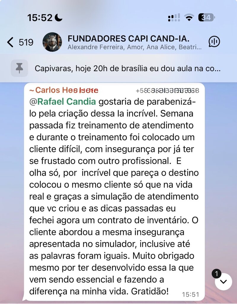 Depoimento de advogado usando a Capi