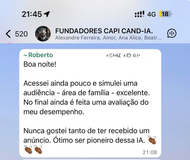 Depoimento de advogado usando a Capi
